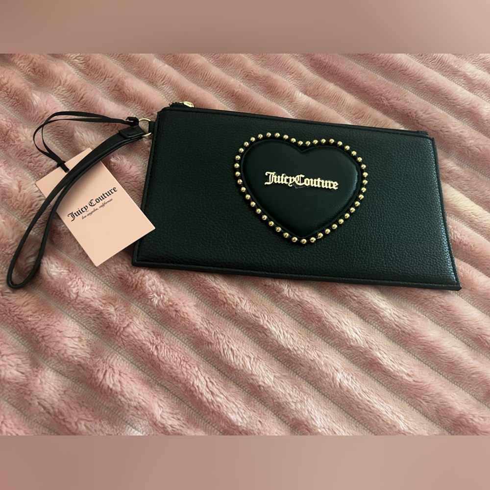 Juicy Couture Black Heart Studded Wristlet